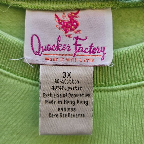 Vtg 90s Quacker Factory 3X Green Embroidered Sweatshirt Gardening Rabbit - Picture 4 of 5